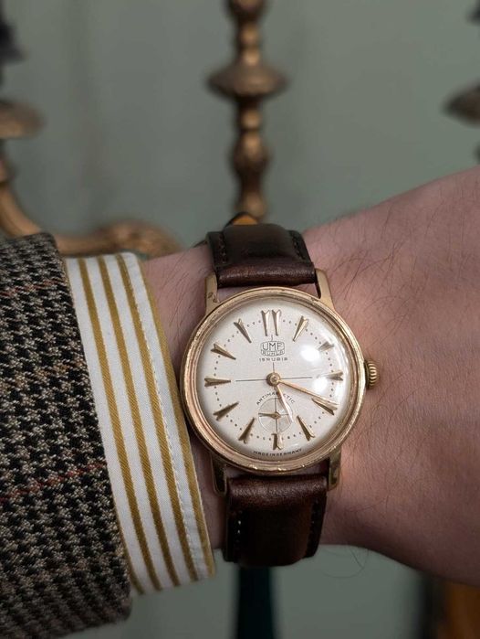 Ceas vintage UMF Ruhla placat cu aur de 20 microni