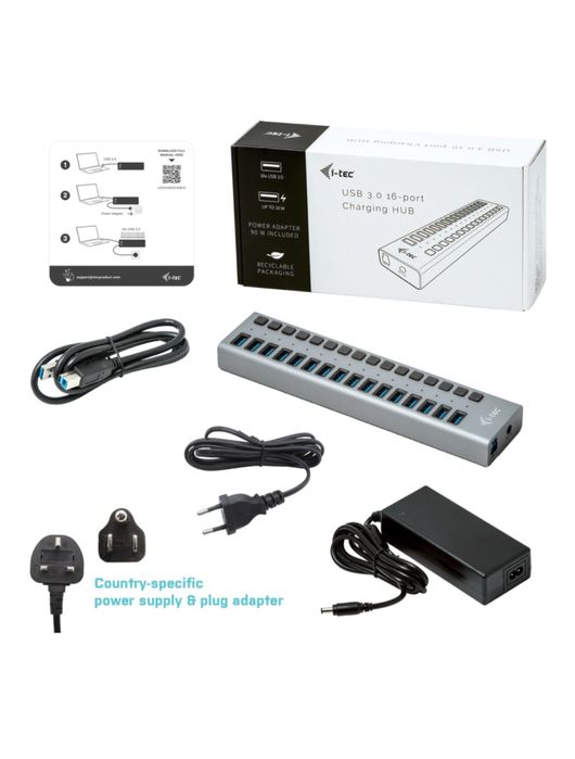 HUB USB 3.0, 16 port + Power Adapter 90W