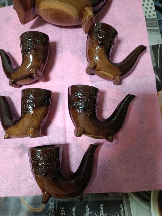 Кана с чаши керамика, за ракия