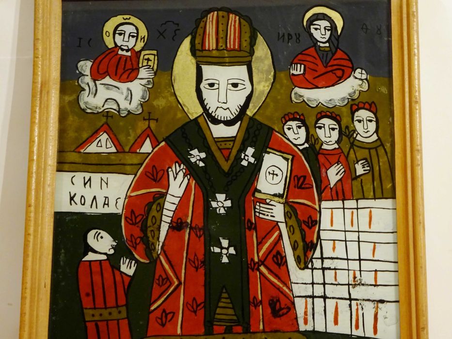 Icoana Sfantul Nicolae, pictura pe sticla de Feur Gheorghe, Nicula