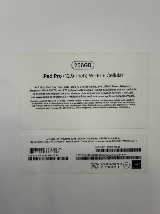 Apple iPad Pro 12.9, 256gb + cellular