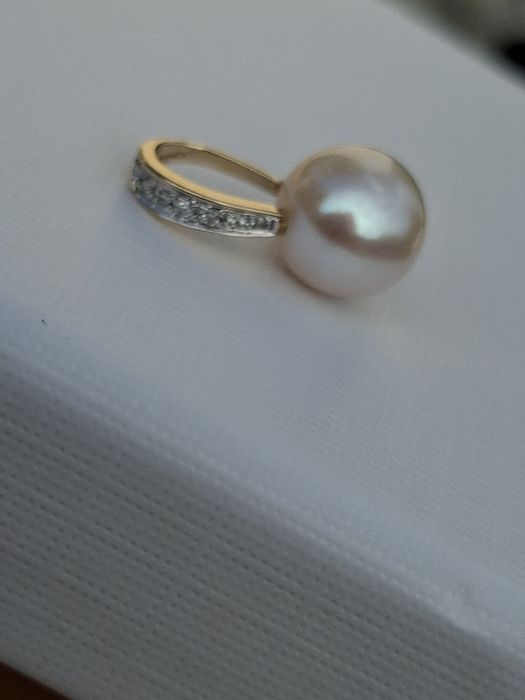 Pandantiv aur 14k diamante si perla de cultura