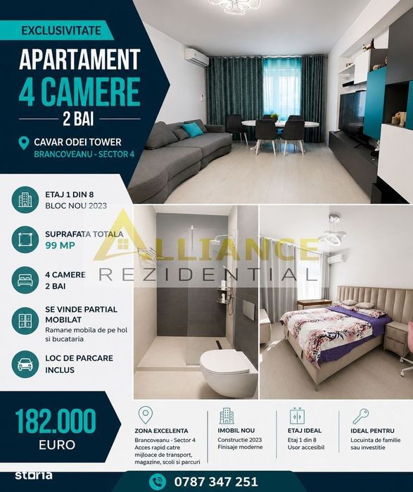 Apartament 4 Camere | 2 Bai | Cavar Odei Tower | Brancoveanu — fotografia 1