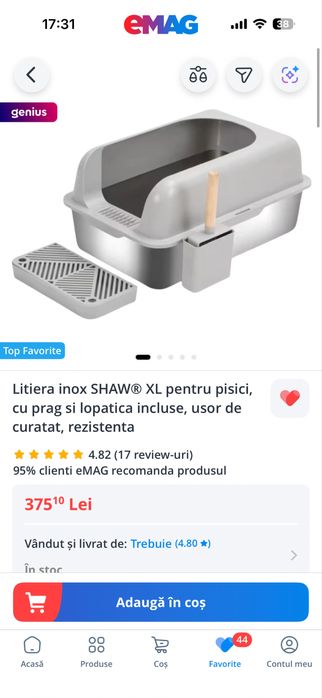 Litiera pisici din inox SHAW