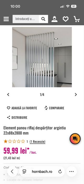 Vand element panou riflaj despartitor