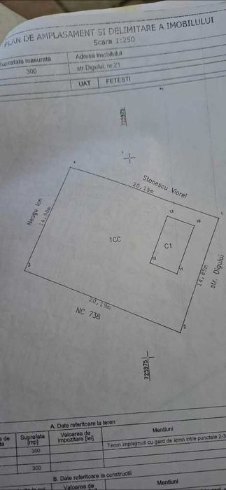 Vand teren cu casa in Fetesti, zona Colonisti, langa magazinul Max