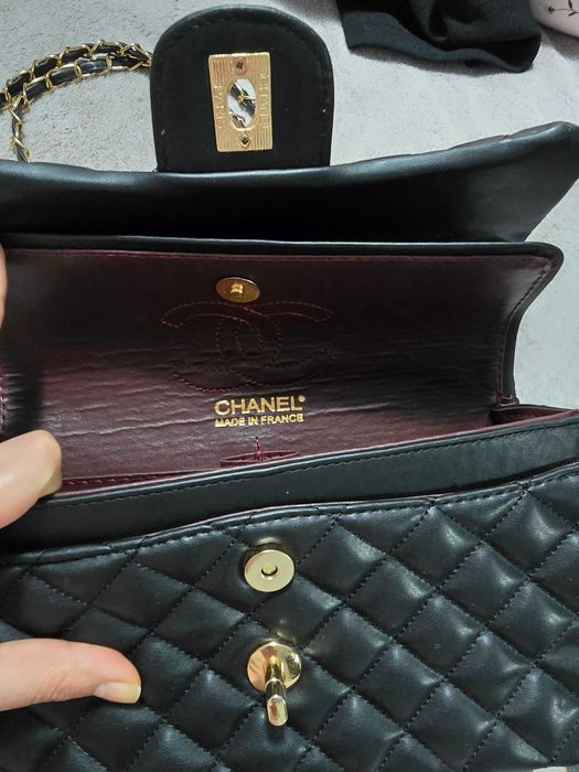 Чанта Шанел  черна и бежово