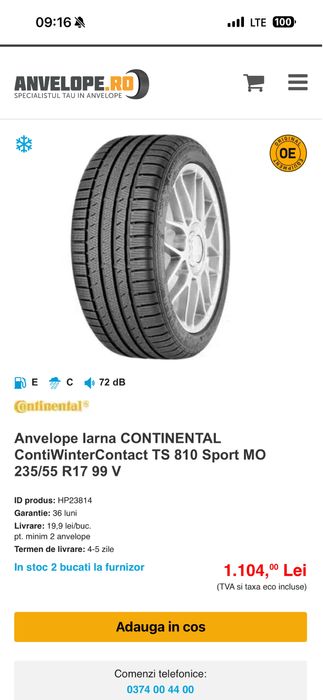 235/55/17 M+S, Set CONTINENTAL 3023 , Import Germania