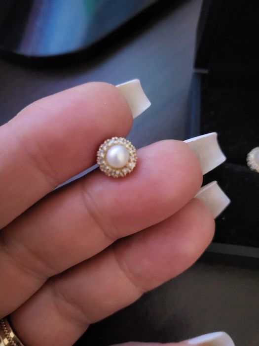 Redus   Cercei aur 14k cu perle si zirconii