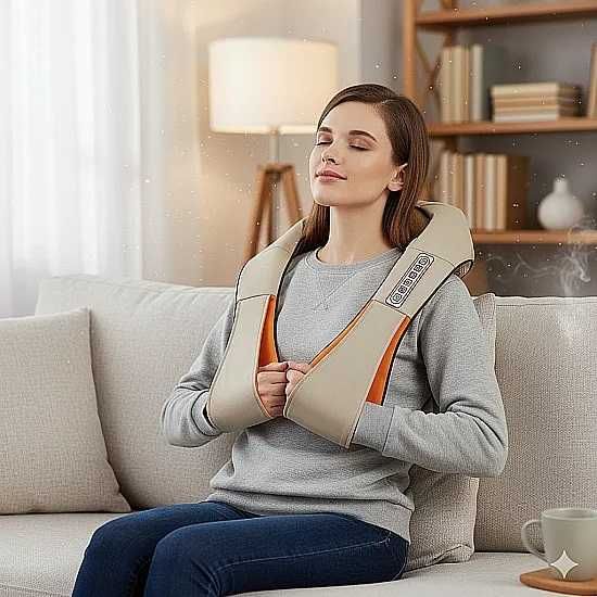 Шиацу Масажор с 6 бутона за врат и гръб, 12VDC, 220VAC, 24W