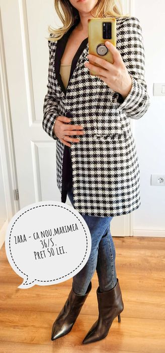 Zara, sacou in carouri, nou, marimea S