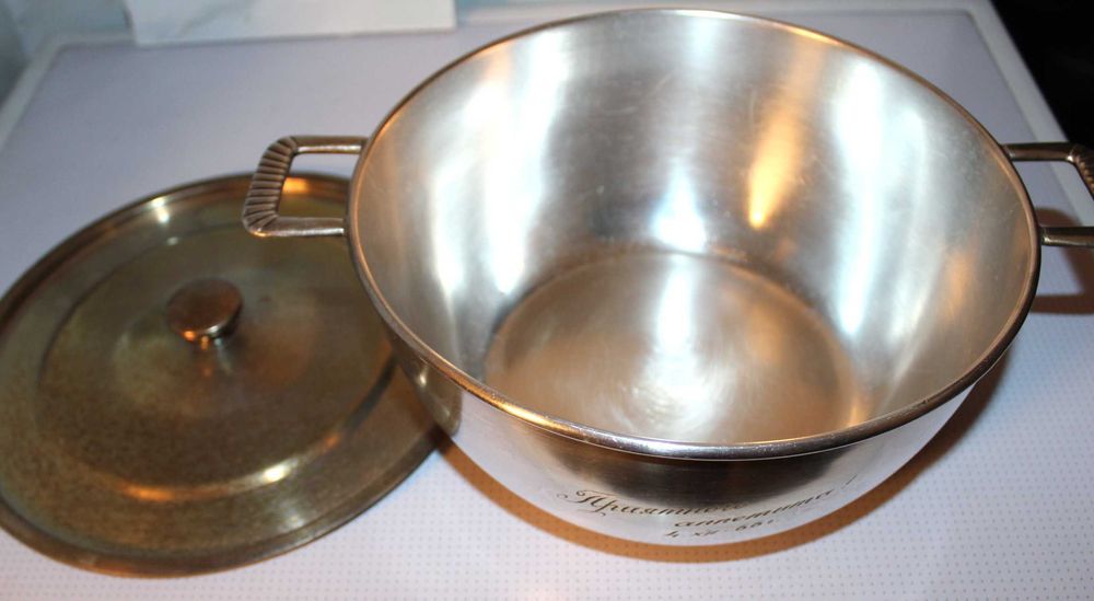 Супница с крышкой мельхиоровая советская