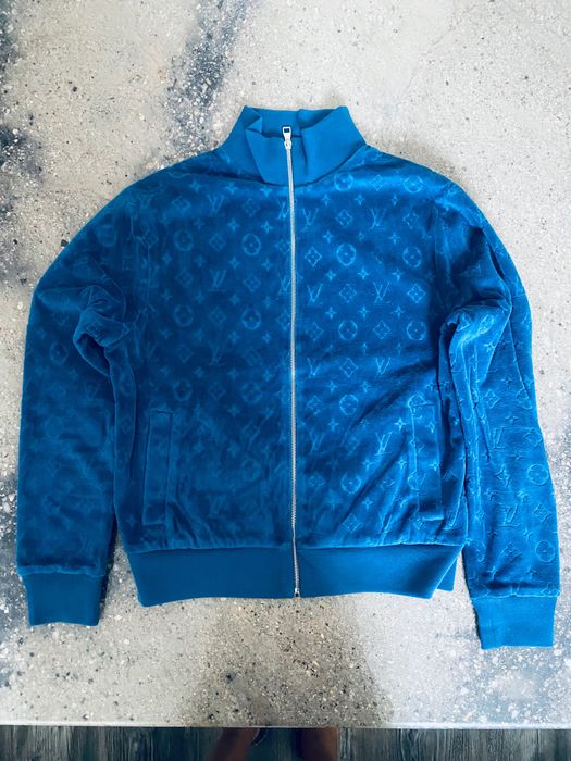 Louis Vuitton син кадифен суичър