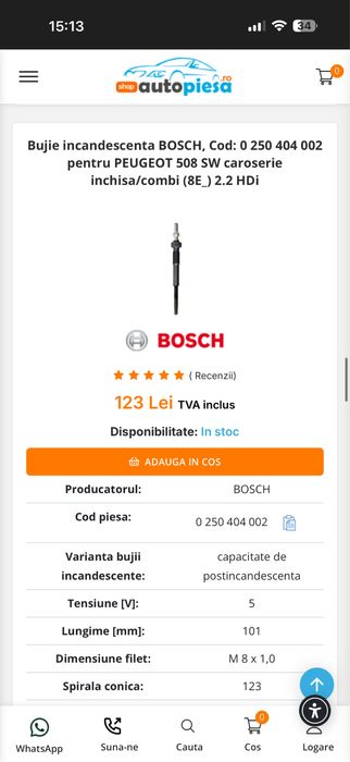 Vand 4 bujii noi incandescente Peugeot 508 2.2 diesel