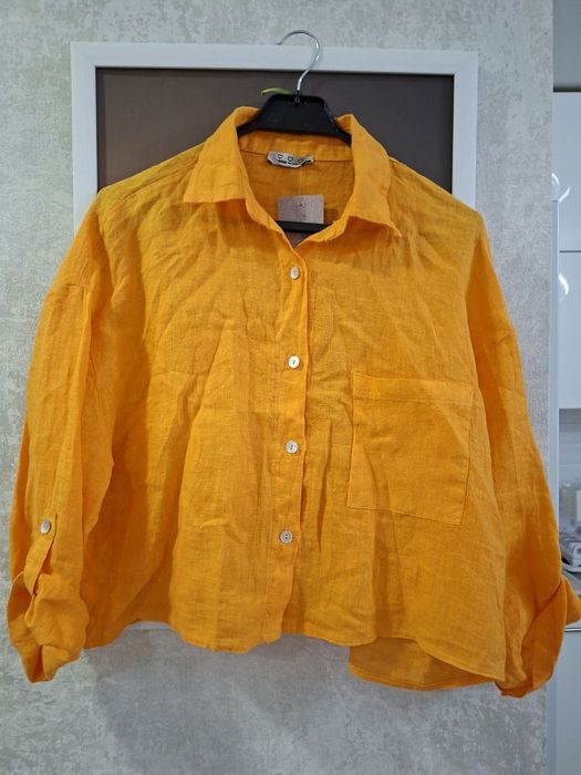 Льняной КОСТЮМ оранжевый