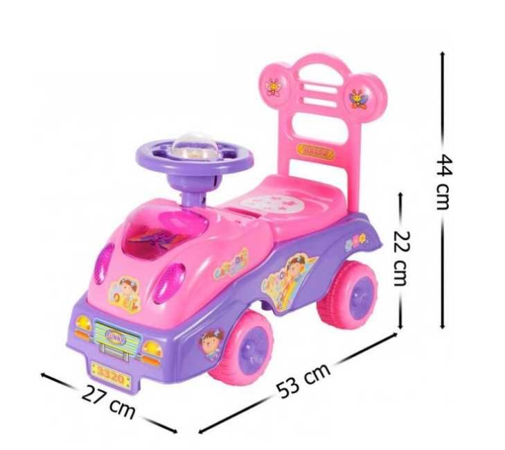 Детска проходилка кола за момиче с музика и отделение за съхранение