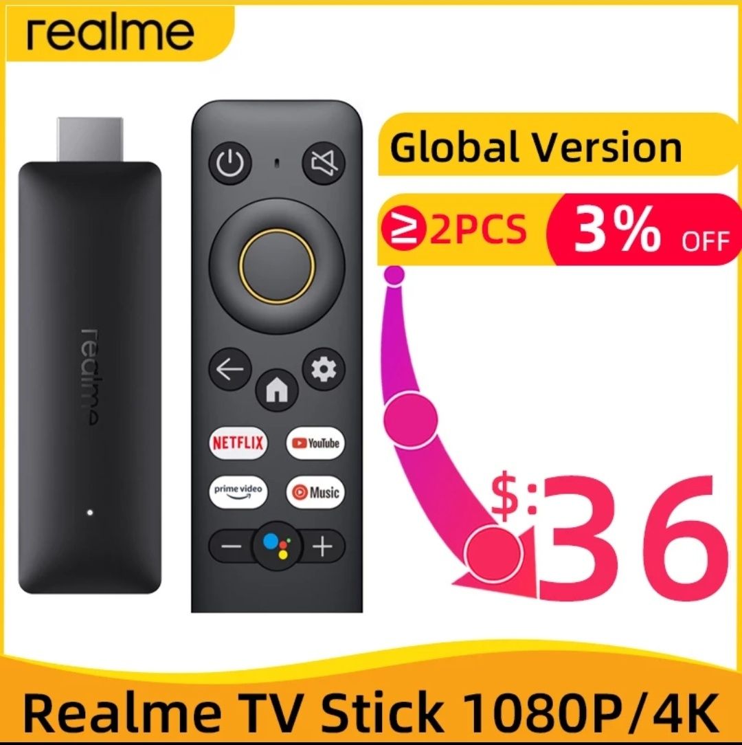 Лучшая TV-приставка 2022г Realme 4K Smart Google TV Stick: 25 000 тг ...