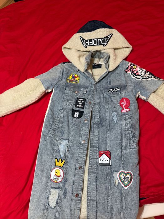 Djofra дълго палто с каракул