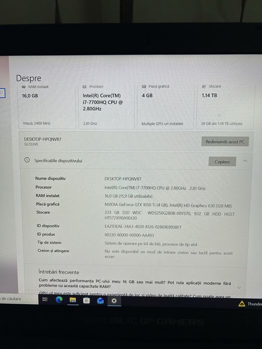 Laptop gaming| i7gen 7 | 16gb ram | GTX1050TI