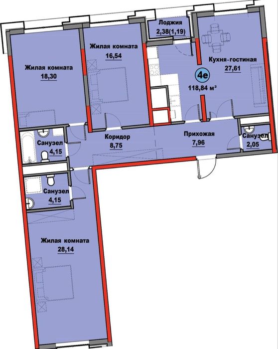 Продается 4х ком квартира, ЖК Regnum Plaza, ор-р: ул.Сайрам, 118,40м²