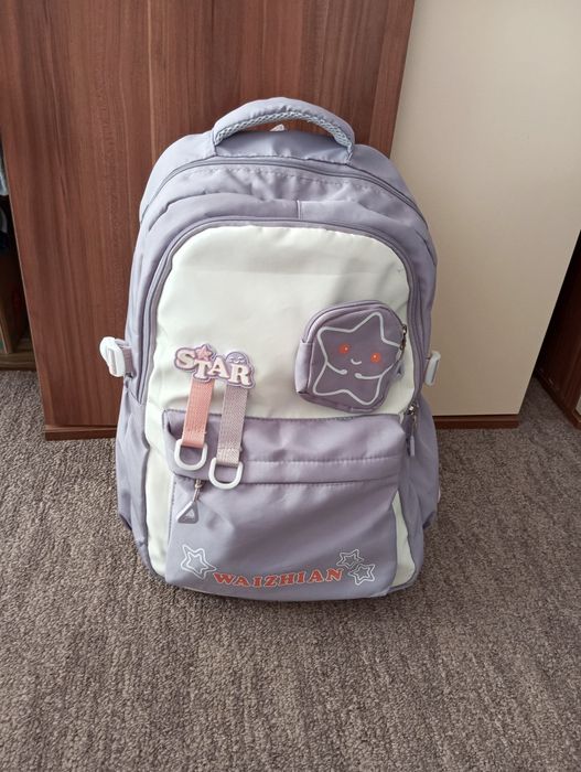 Rucsac Ghiozdan Fete Mov Pastel cu Steluță