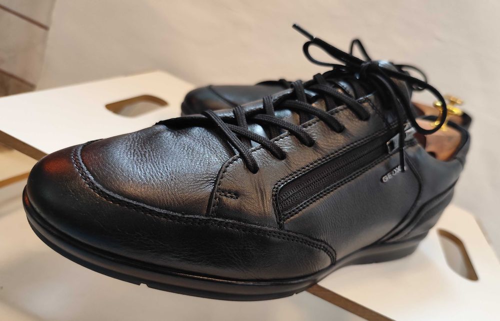 Pamtofi casual 44 premium GEOX piele naturala moale negru
