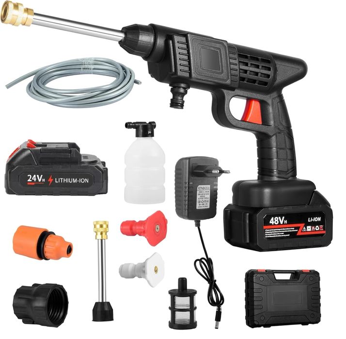 ТОП ОБЯВА 90 BAR 2000W Акумулаторна водоструйка с 2 батерии 48V 24V