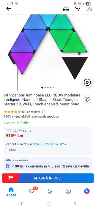 Editie limitata Panou Smart Led 9 nanoleaf nou nanoleaf