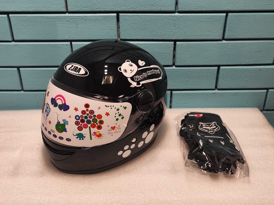 ZJRA Детска каска за мотор, полукаска, лека, черна, 3 цвята