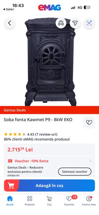 Soba de fonta Transport gratis in Timis