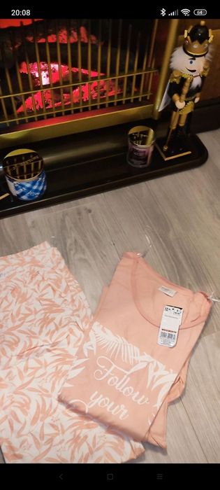 Set pijama, roz pudrat, cu eticheta, 100% bumbac,mărimea 36-38