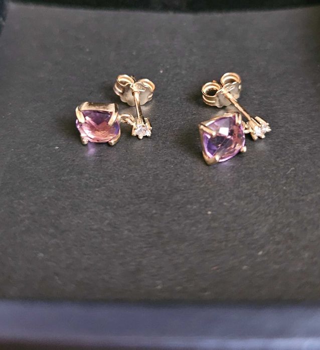 Lant din aur cu pandantiv si cercei 3,82 gr- set din aur si ametist