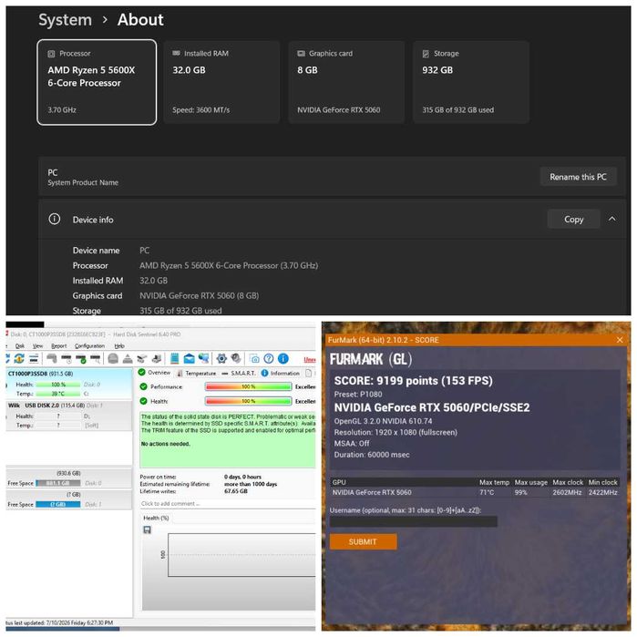 Calculator / PC Gaming AM4 sau Setup complet - Ryzen 5 5600X + RTX 5060 + 32GB RAM + Cadou