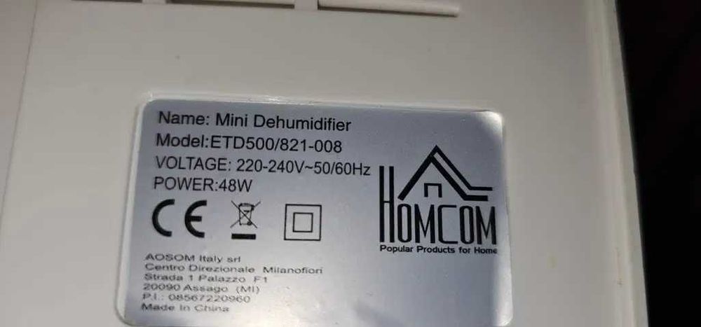 HOMCOM dezumidificator electric, cu rezervor de 1300ml