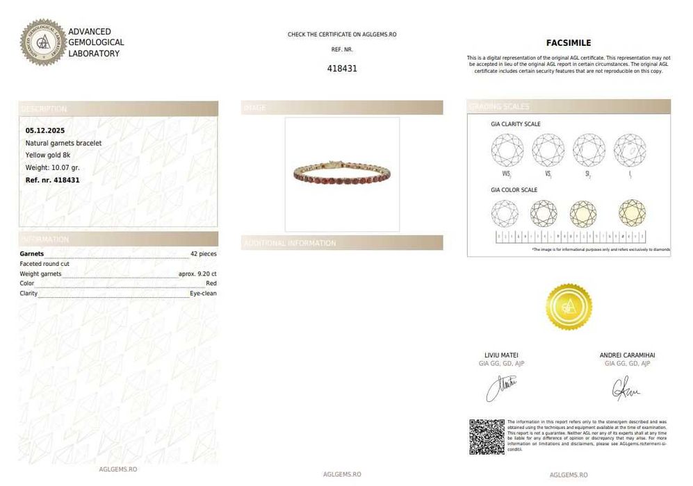 Brățară din aur, decorată cu granate