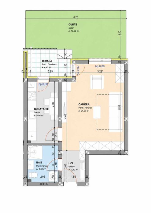 Garsoniera noua,constructie 2026, 38 mp si gradina 19 mp