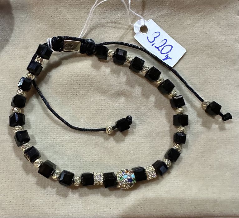 Bratara aur 14k cu snur si margele