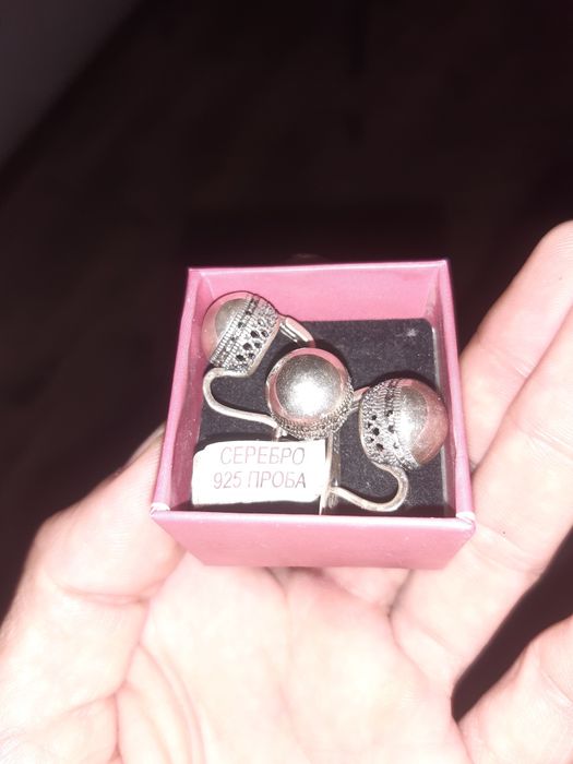 Серёжки и кольцо серебро