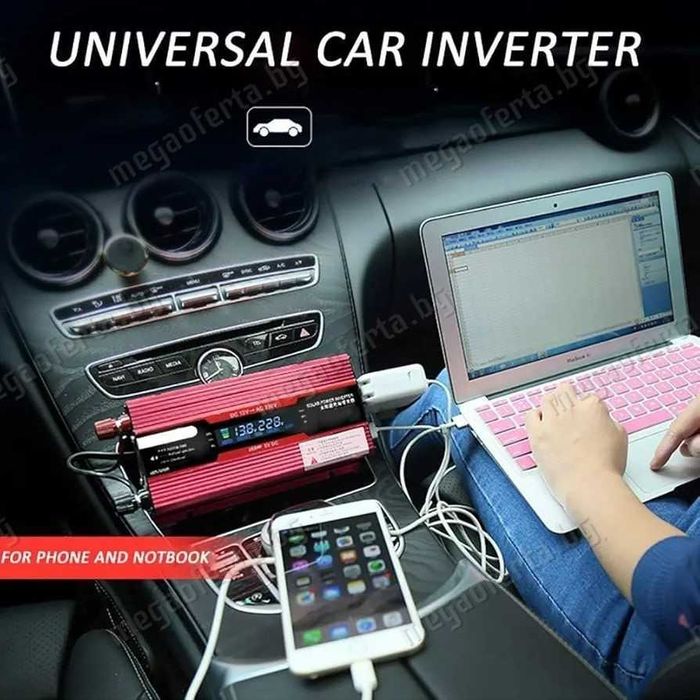 Инвертор 12V-220V 1000W UKC с Дисплей Преобразовател на Напрежението