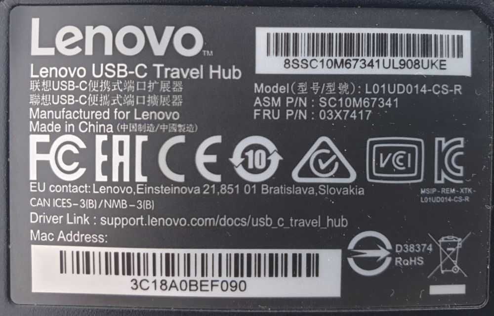 Lenovo USB-C Travel Hub