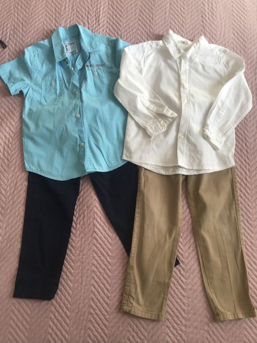 Ризи с къс и дълаг ръкав,офицялни панталони 3,4-5 години сет