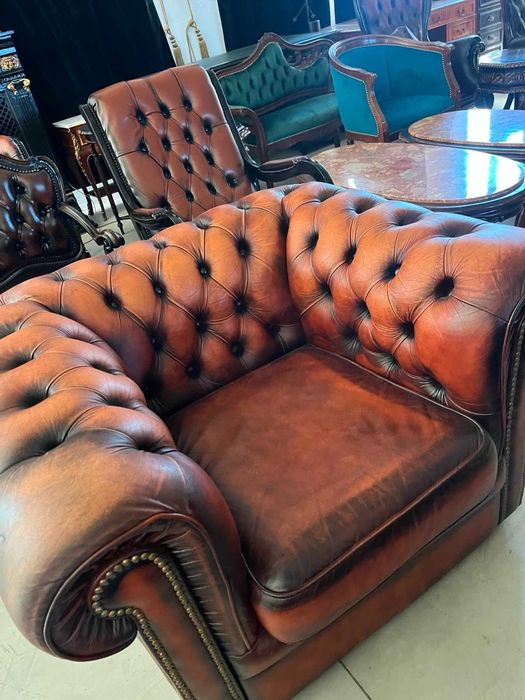 Fotoliu Chesterfield/piele naturala!