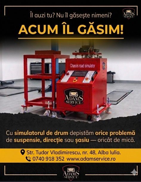 Testare zgomot suspensie cu  SIMULATOR DE DRUM— Adam’s services