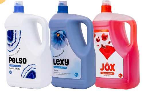 Pachet detergent rufe Pelso, balsam Lexy, detergent vase Jox