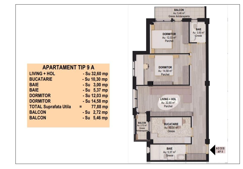 Apartament 3 camere decomandat cu 2 băi - RATE LA DEZVOLTATOR 0% DOBAN
