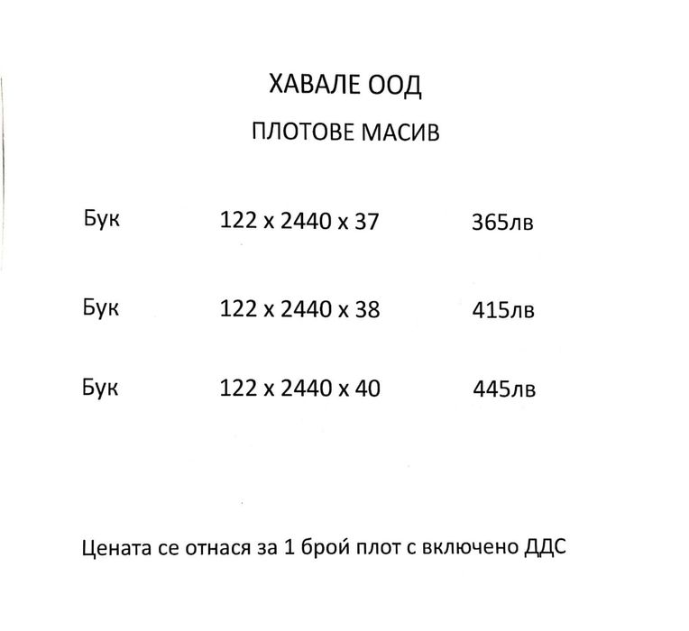 Обезчепени Плотове от масив Дъб, Бук и Бор