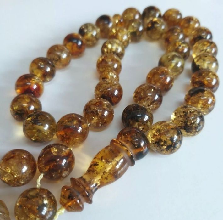 Уникална молитвена броеница 33 камъка Розарий от Балтийски кехлибар 27