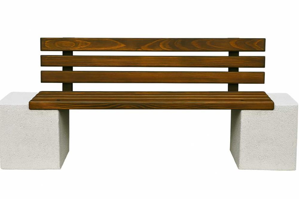 Bancă premium din beton cu marmură albă si lemn de stejar