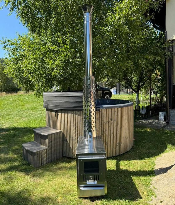Джакузи с хидро масаж и аеро масаж печка на дърва 27KW