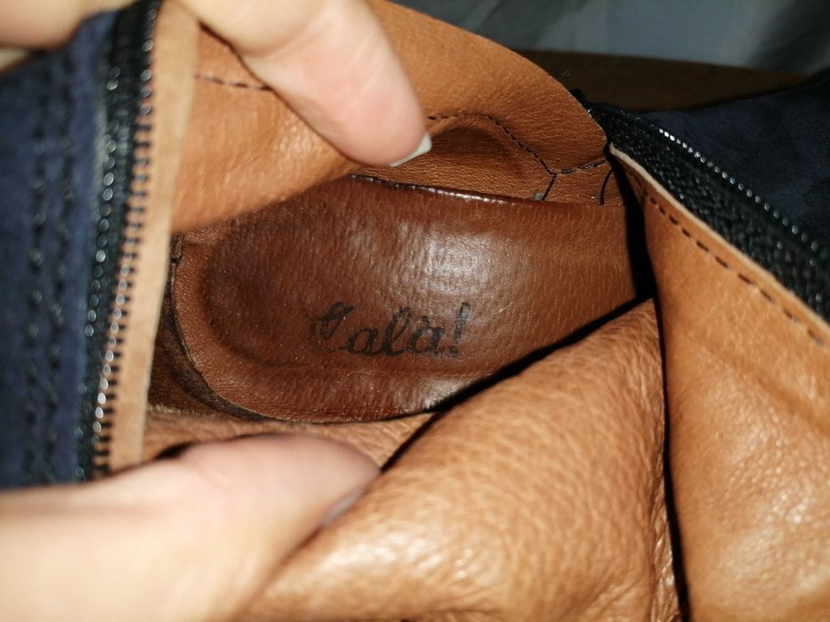 № 37 дамски ботуши естествен велур в син цвят